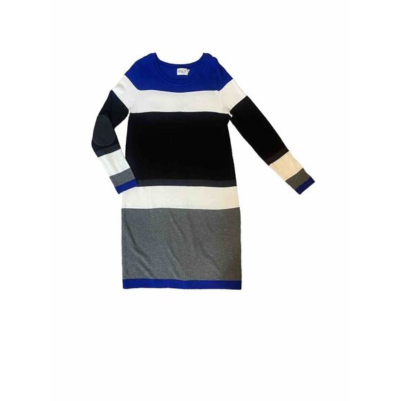 ELIZA J Dress Womens Large Pullover Knit Sweater Color Block Casual Office Work - Picture 1 of 10